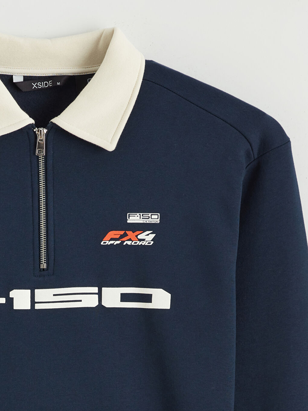 Lacivert Polo Yaka Ford Baskılı Erkek Sweatshirt-6