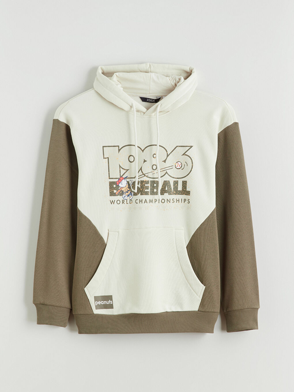 Bej Snoopy Baskılı Erkek Hoodie-4