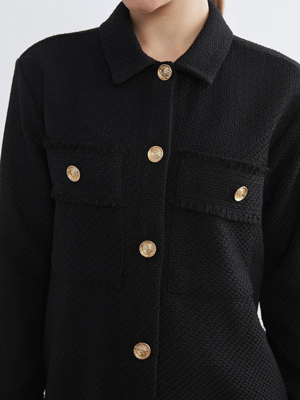 Siyah Dokulu Kadın Gömlek Tunik-2