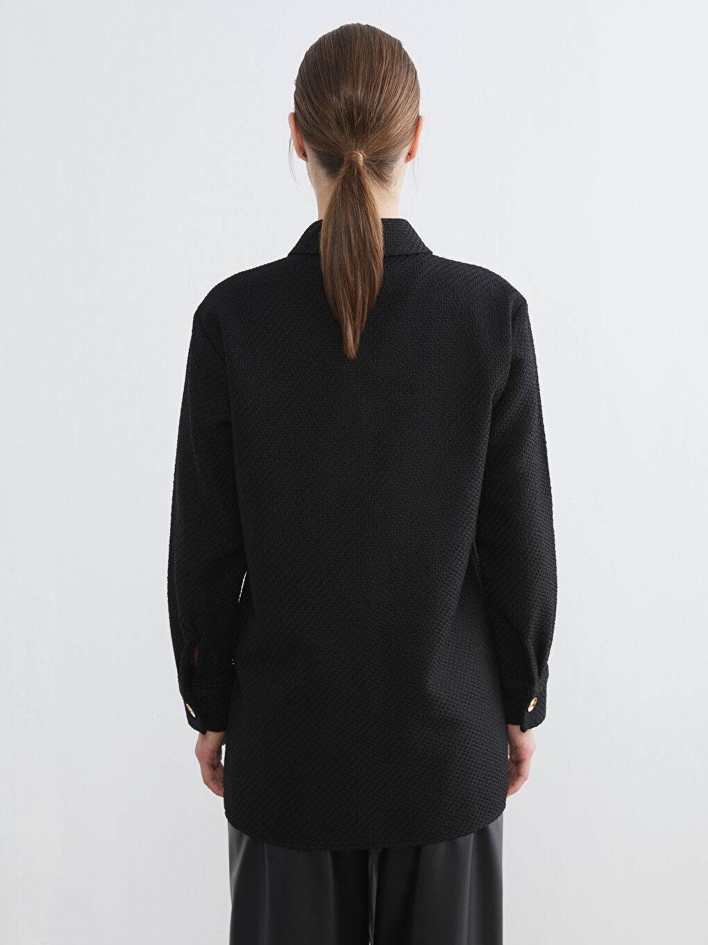 Siyah Dokulu Kadın Gömlek Tunik-3