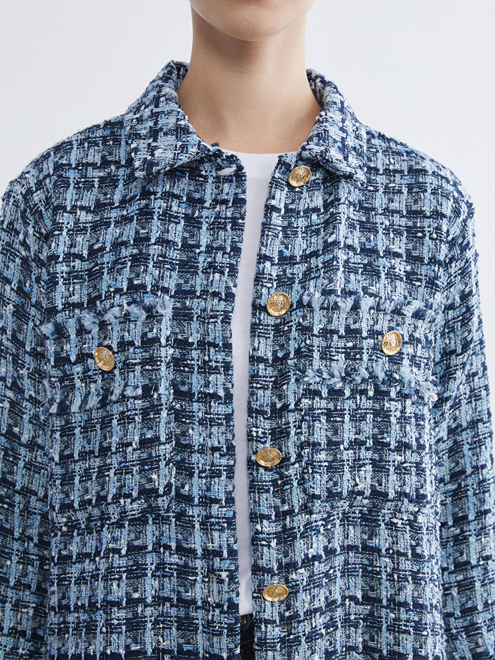 Mavi Ekose Kadın Gömlek Tunik-2