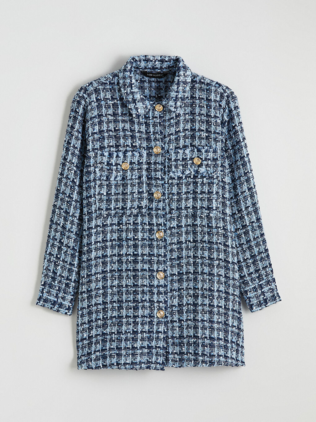 Mavi Ekose Kadın Gömlek Tunik-4