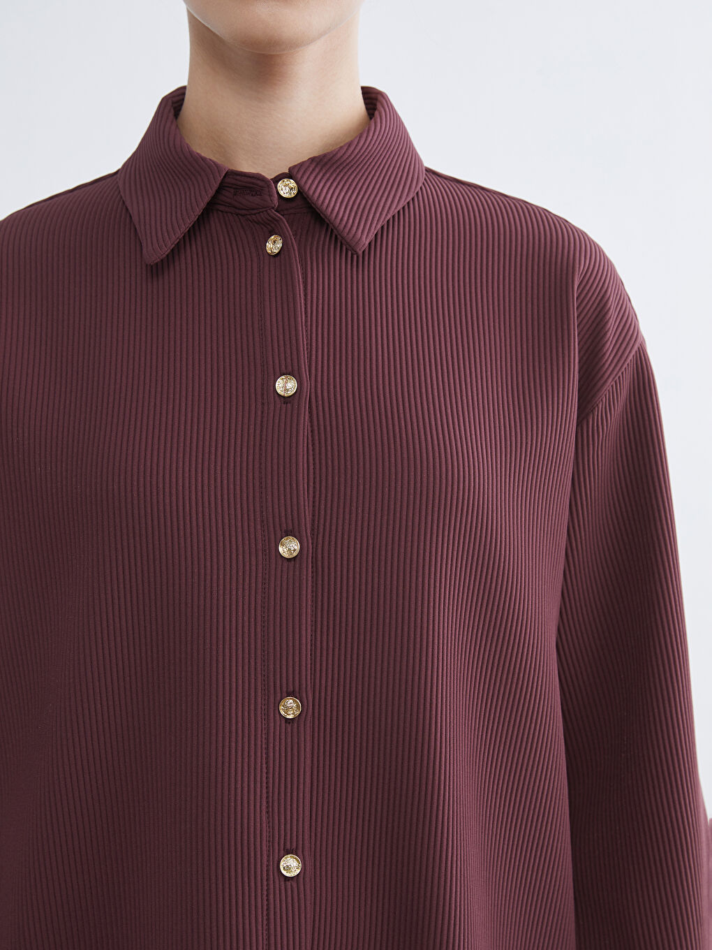 Bordo Fitilli Kadın Gömlek Tunik-2