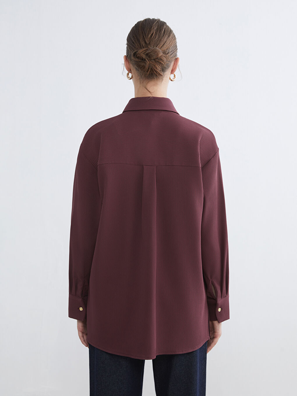 Bordo Fitilli Kadın Gömlek Tunik-3