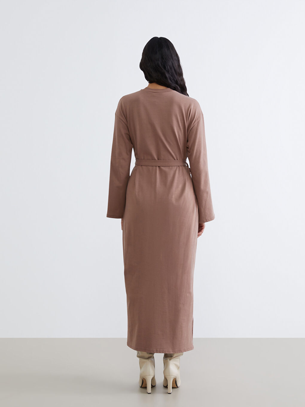 Kahverengi Bisiklet Yaka Sweat Elbise-1