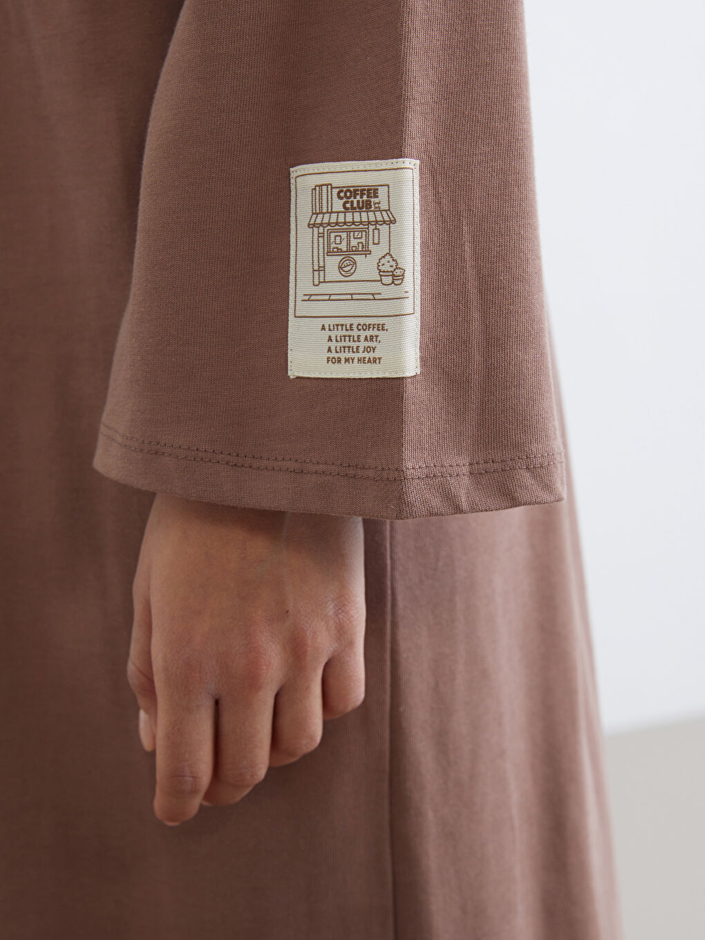 Kahverengi Bisiklet Yaka Sweat Elbise-2