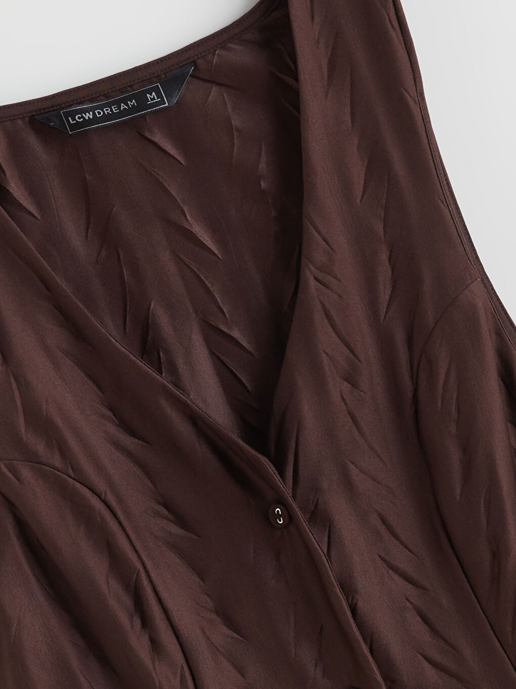 Kahverengi V Yaka Saten Kadın Pijama Takımı-6