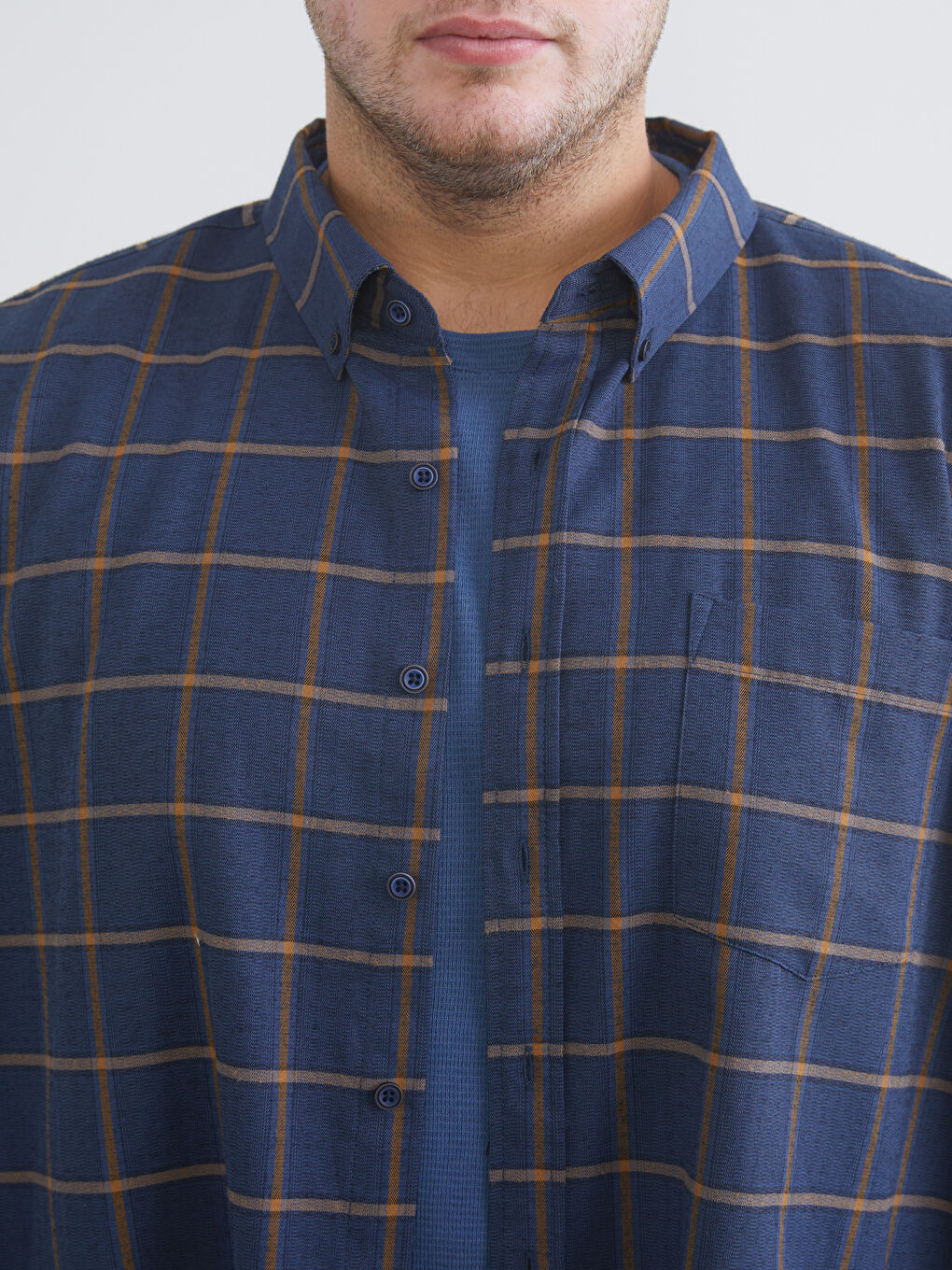 Sarı Regular Fit Uzun Kollu Ekose Erkek Gömlek-2