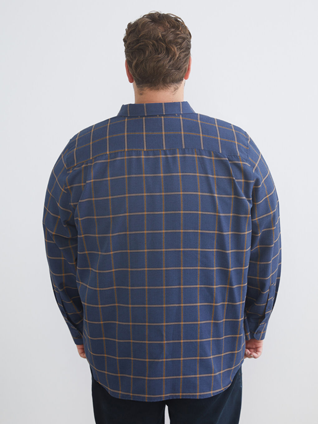 Sarı Regular Fit Uzun Kollu Ekose Erkek Gömlek-3