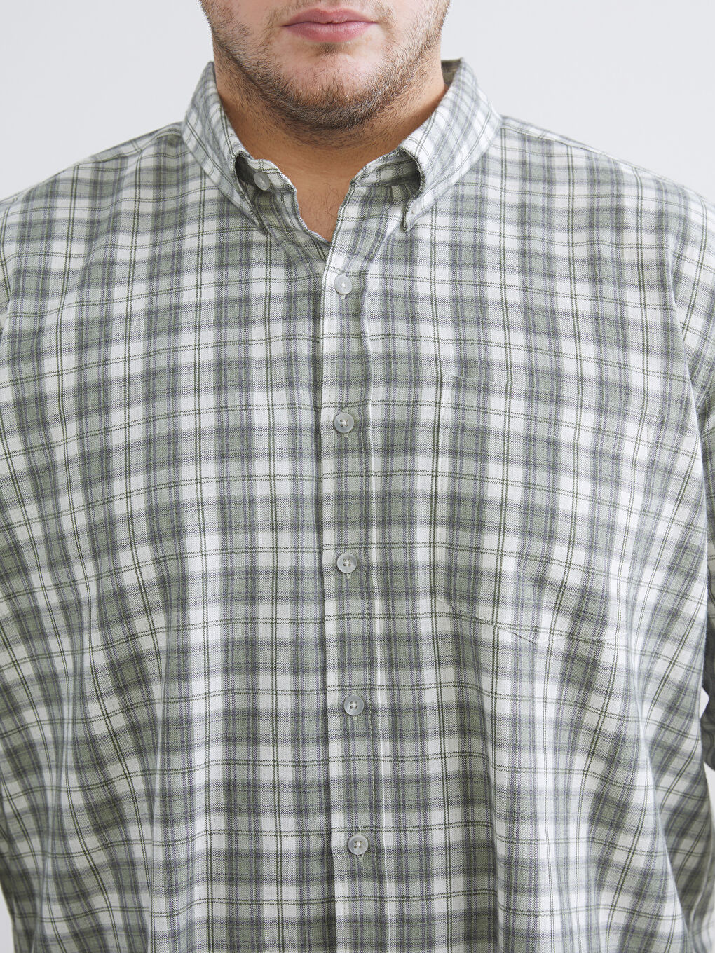 Yeşil Büyük Beden Regular Fit Uzun Kollu Ekose Erkek Gömlek-2