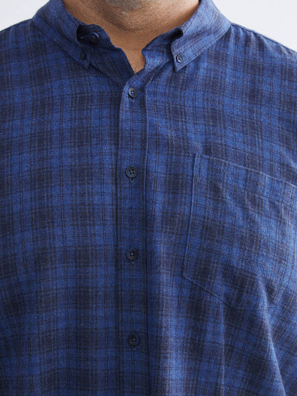 İndigo Büyük Beden Regular Fit Uzun Kollu Ekose Erkek Gömlek-2