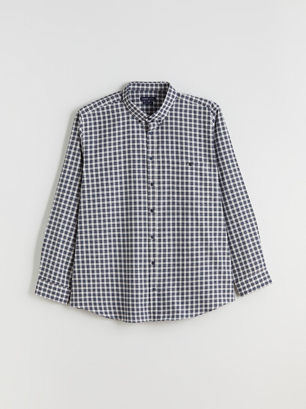 Lacivert Büyük Beden Regular Fit Uzun Kollu Ekose Erkek Gömlek-2