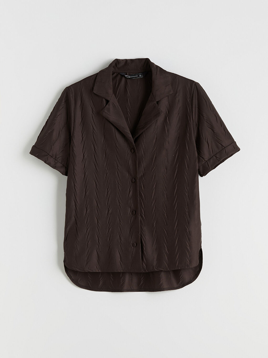 Kahverengi Gömlek Yaka Saten Kadın Şortlu Pijama Takımı-5