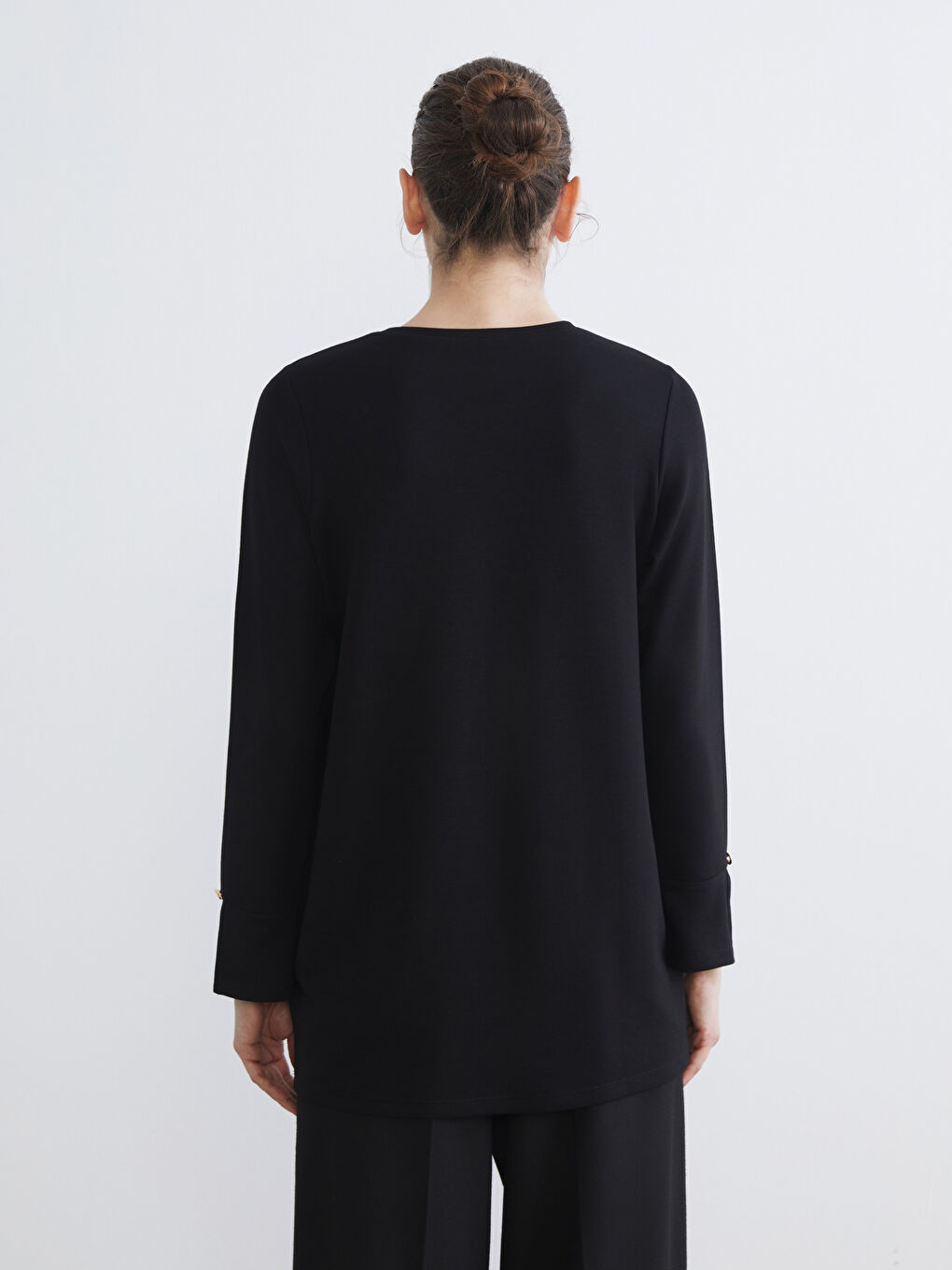 Siyah Bisiklet Yaka Kadın Tunik-3