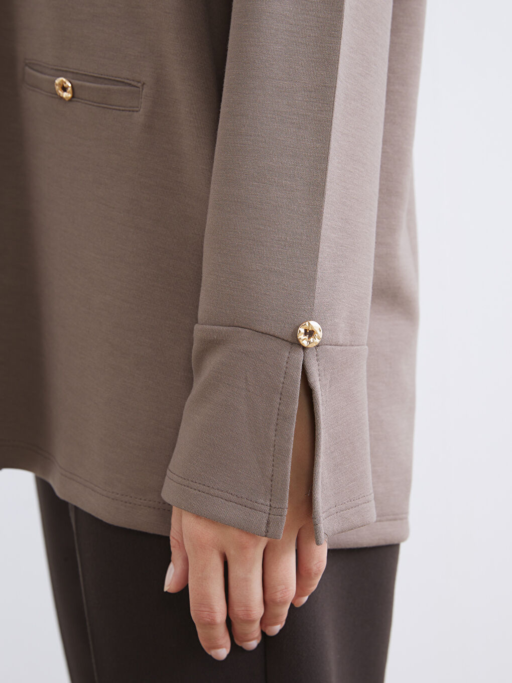 Kahverengi Bisiklet Yaka Kadın Tunik-2