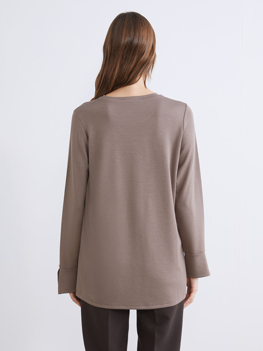 Kahverengi Bisiklet Yaka Kadın Tunik-3
