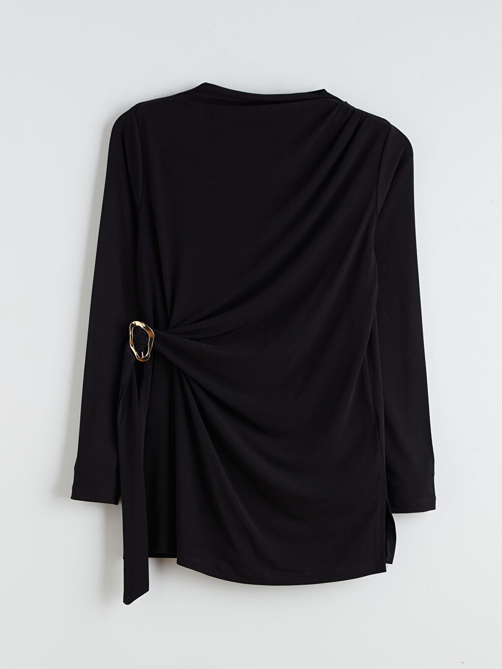 Siyah Bisiklet Yaka Büzgülü Kadın Tunik-4