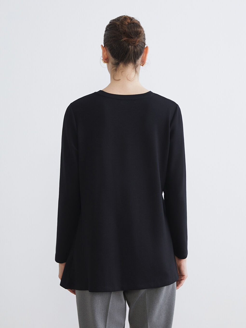 Siyah Bisiklet Yaka Büzgülü Kadın Tunik-3