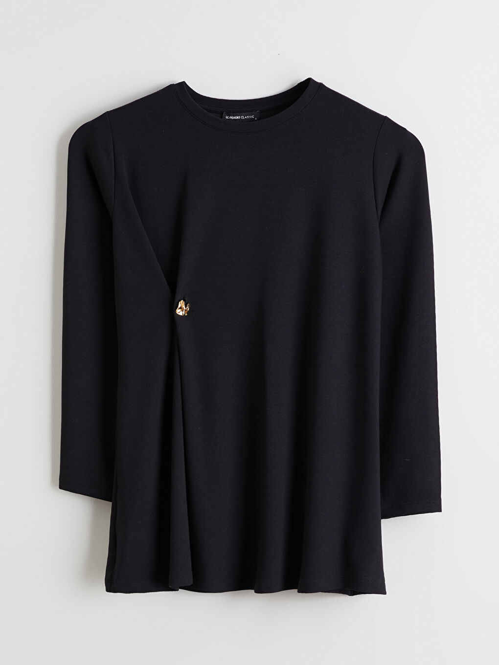 Siyah Bisiklet Yaka Büzgülü Kadın Tunik-4