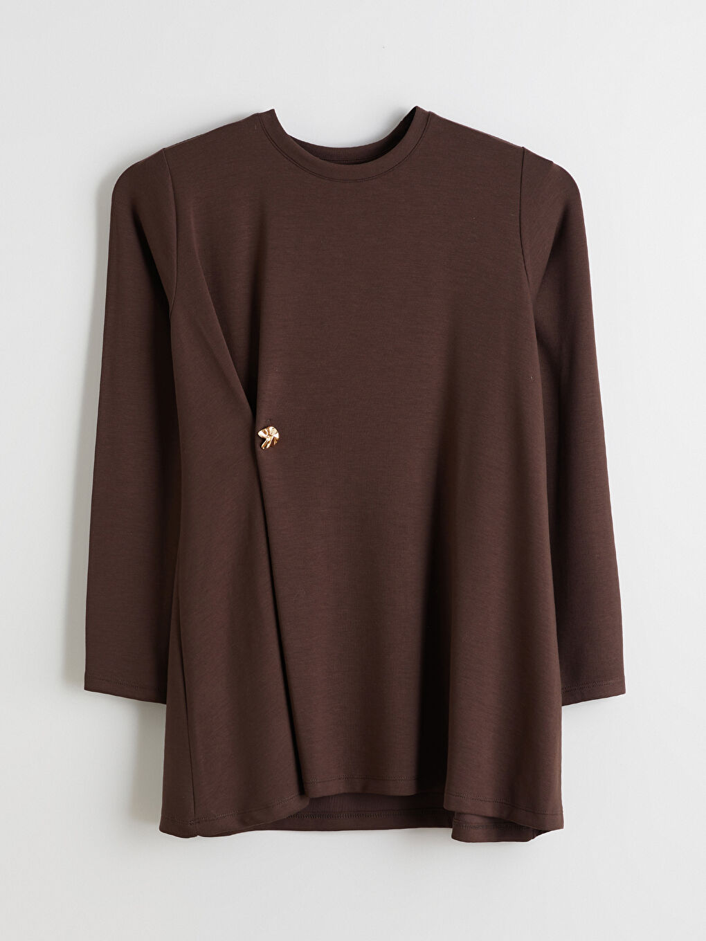 Kahverengi Bisiklet Yaka Büzgülü Kadın Tunik-4