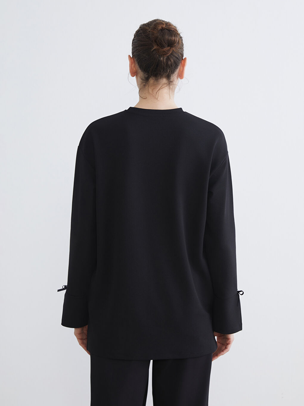 Siyah Bisiklet Yaka Oversize Kadın Tunik-3