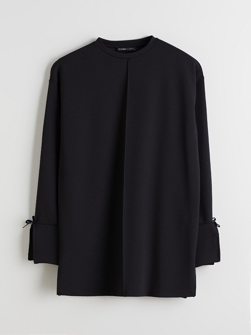 Siyah Bisiklet Yaka Oversize Kadın Tunik-4