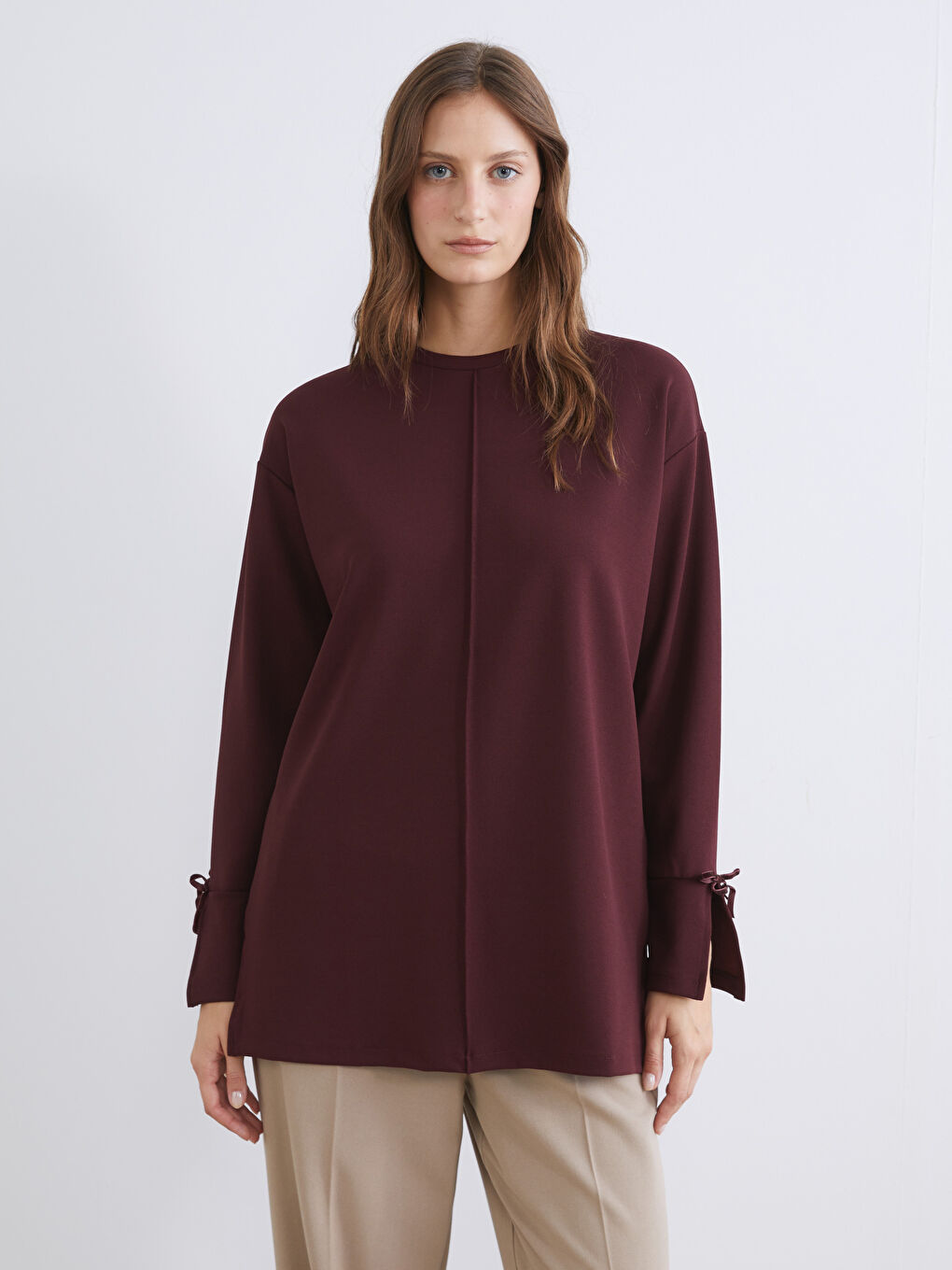 Mürdüm Bisiklet Yaka Oversize Kadın Tunik