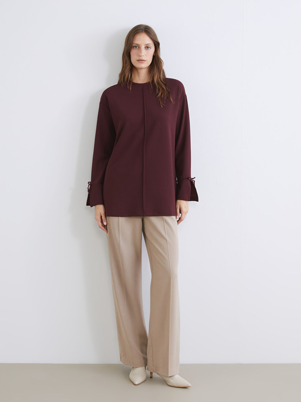 Mürdüm Bisiklet Yaka Oversize Kadın Tunik-1