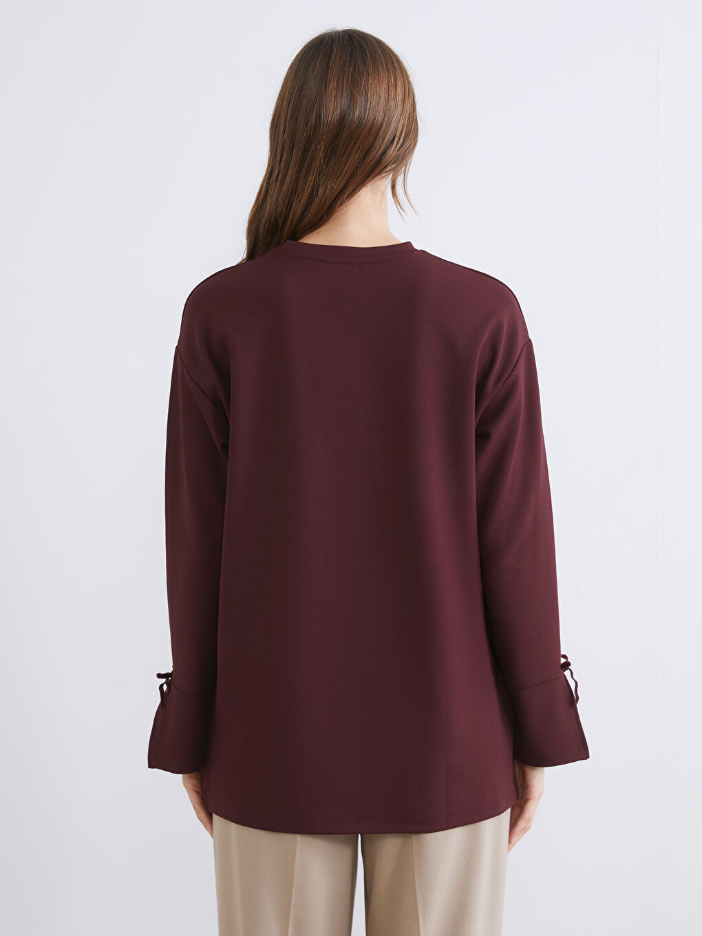 Mürdüm Bisiklet Yaka Oversize Kadın Tunik-3