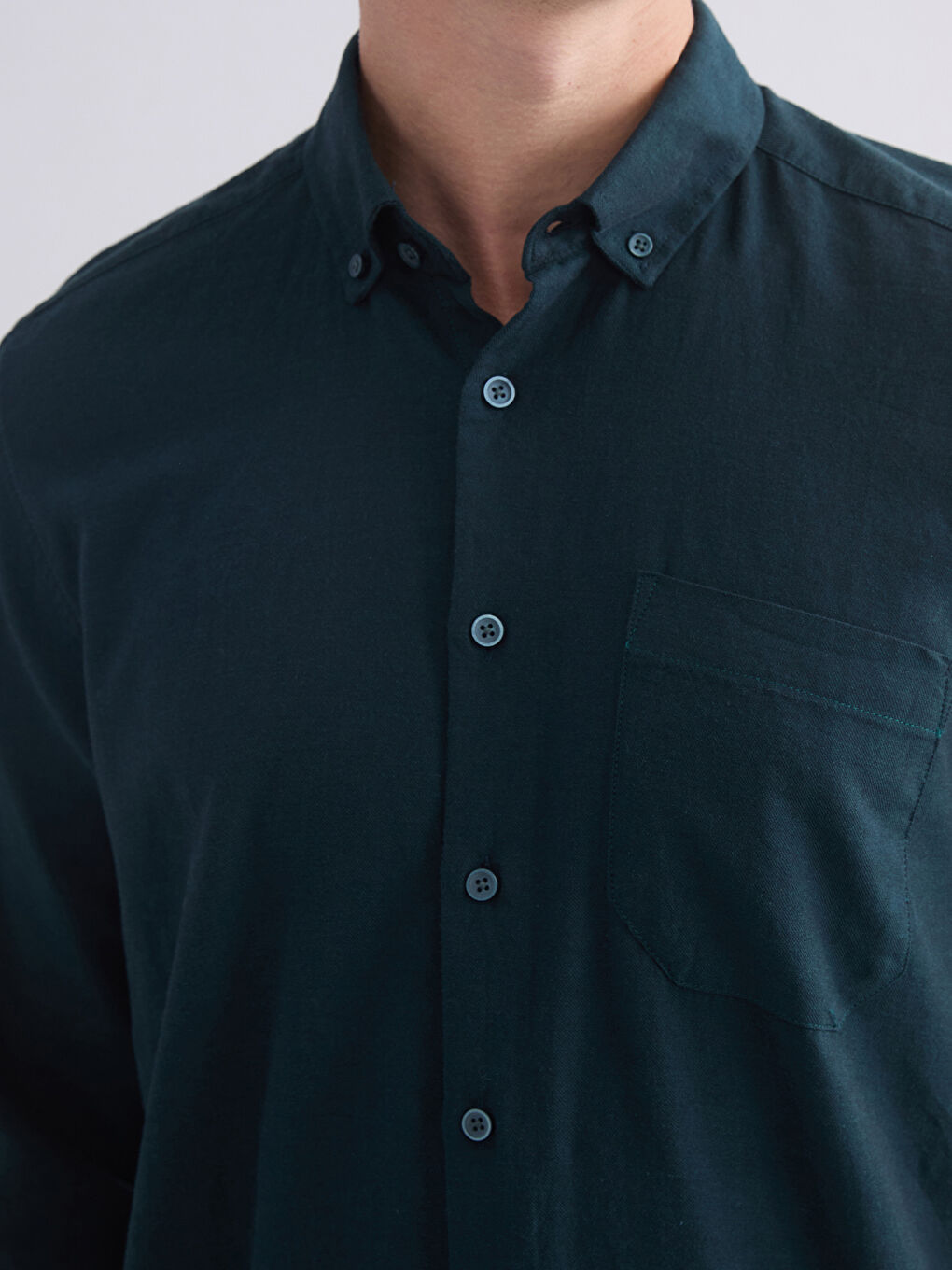 Yeşil Regular Fit Uzun Kollu Erkek Gömlek-2