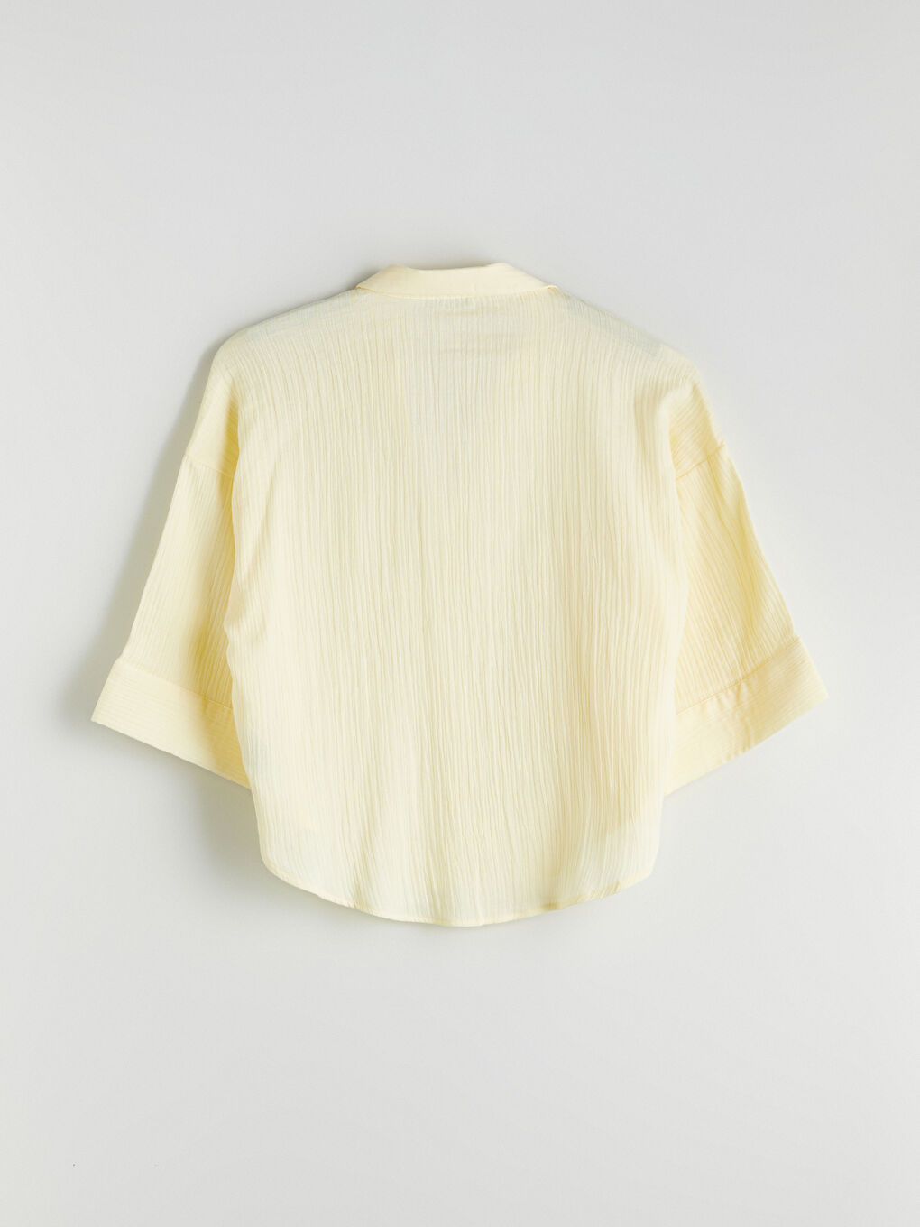 Sarı Dokulu Oversize Kadın Gömlek-5