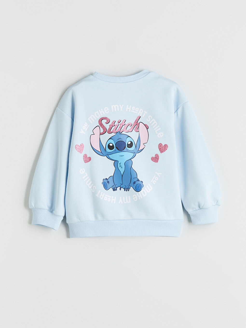 Mavi Stitch Baskılı Kız Çocuk Kalın Sweatshirt-1