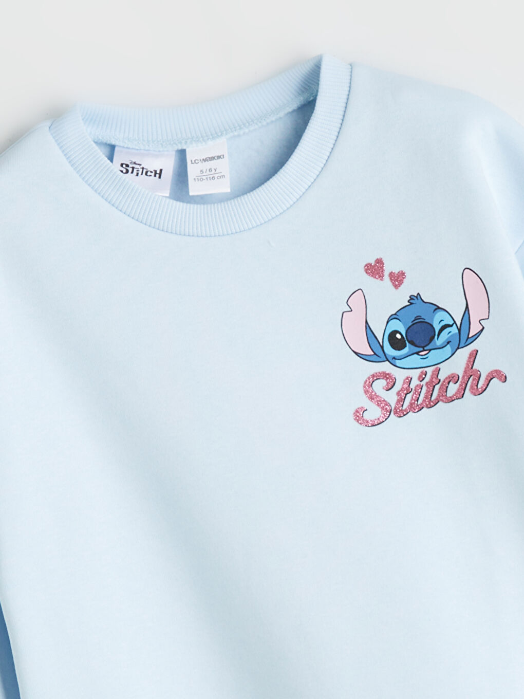Mavi Stitch Baskılı Kız Çocuk Kalın Sweatshirt-2