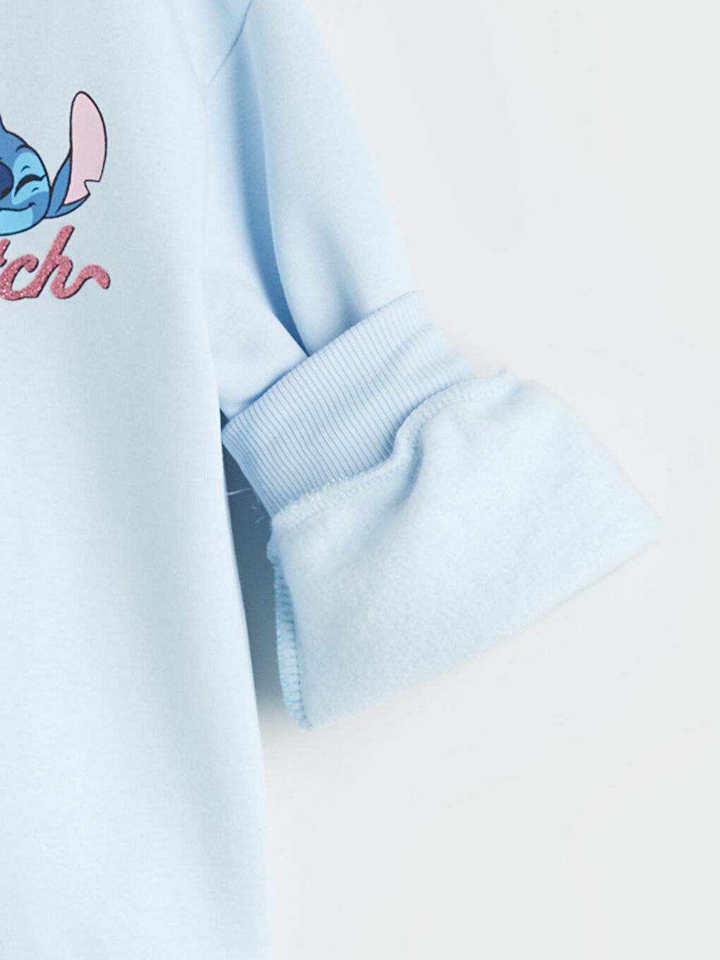 Mavi Stitch Baskılı Kız Çocuk Kalın Sweatshirt-3