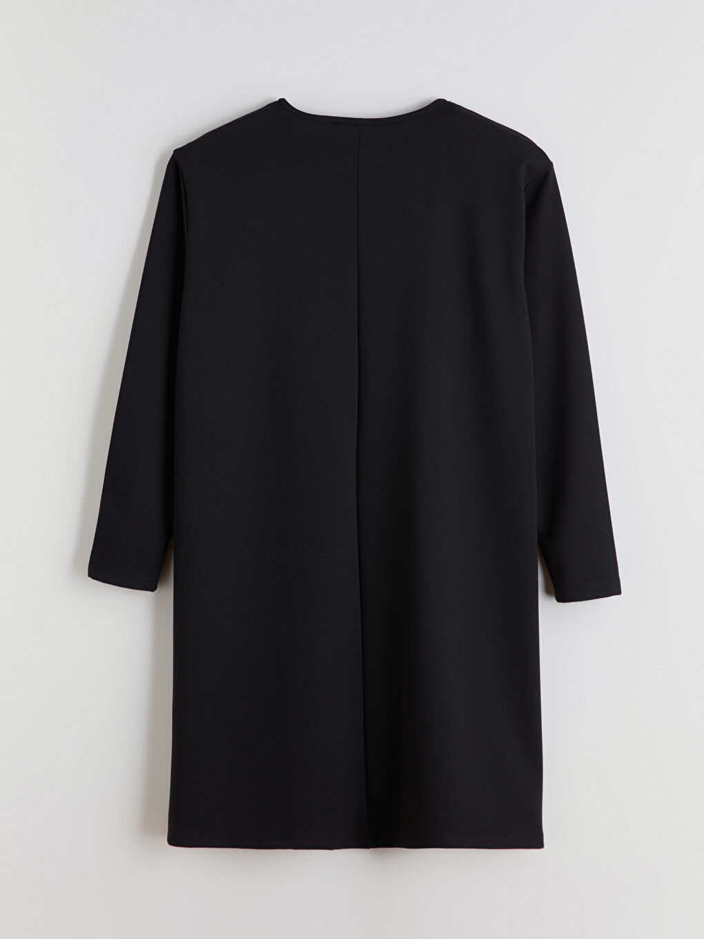 Siyah Bisiklet Yaka Renk Bloklu Elbise-6