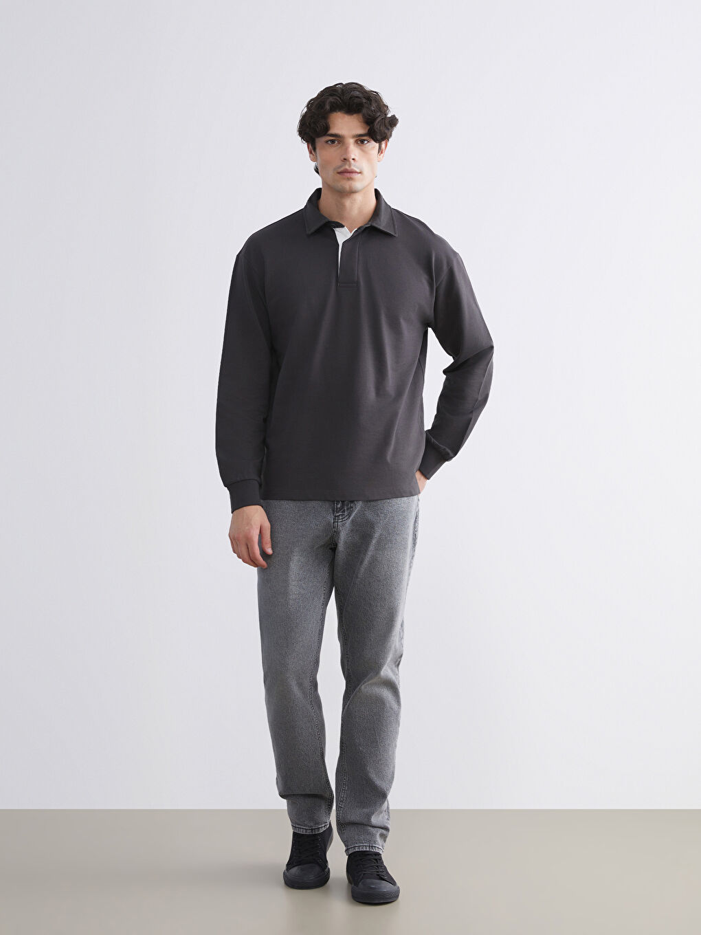 Antrasit Büyük Beden 710 Loose Fit Erkek Jean Pantolon-1