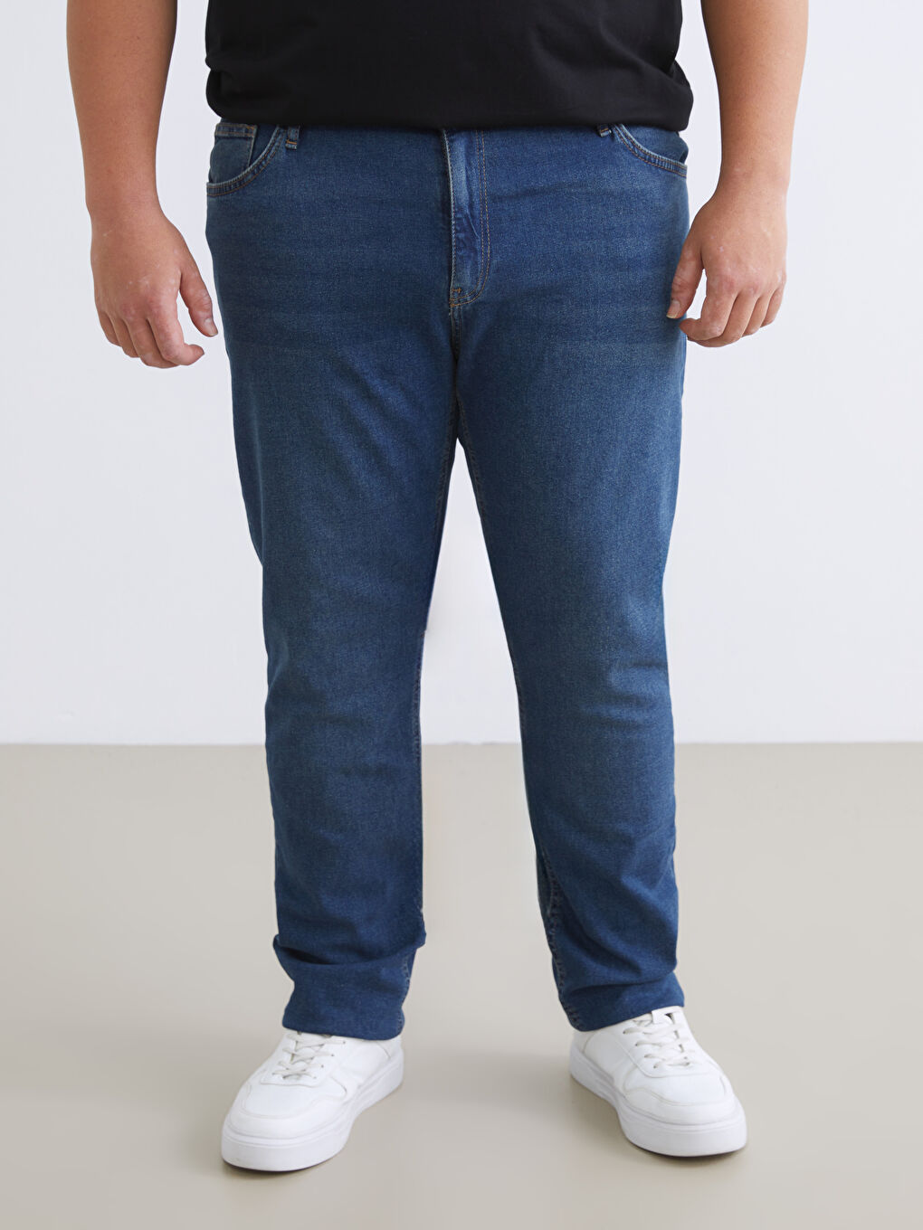Мужчины Индиго Джинсы-1