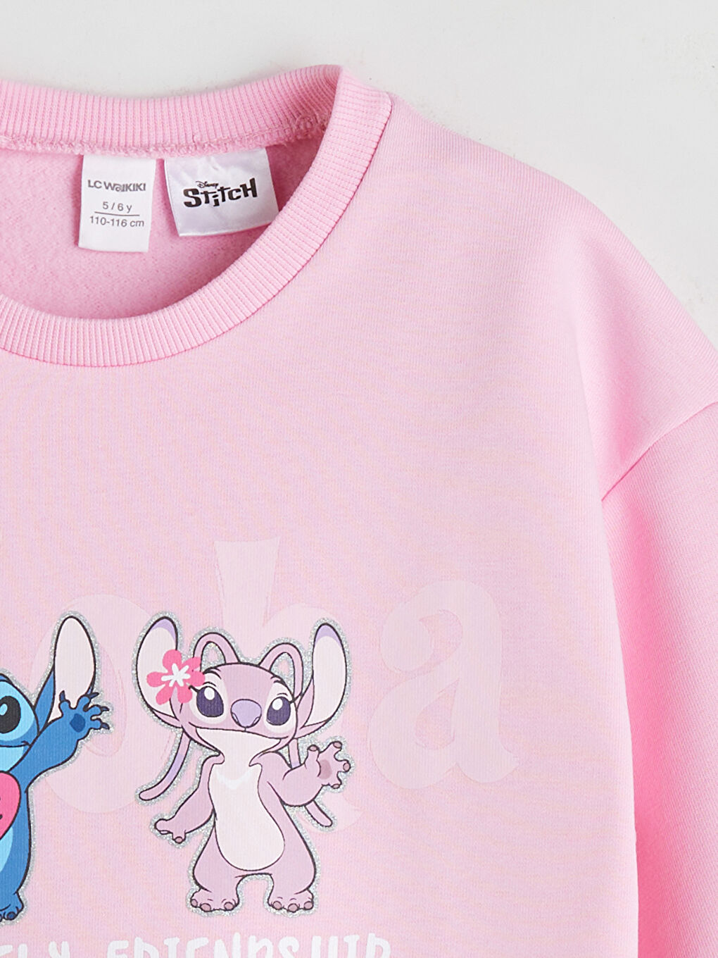 Crew Neck Stitch and Angel Printed Girls' Sweatshirt-2