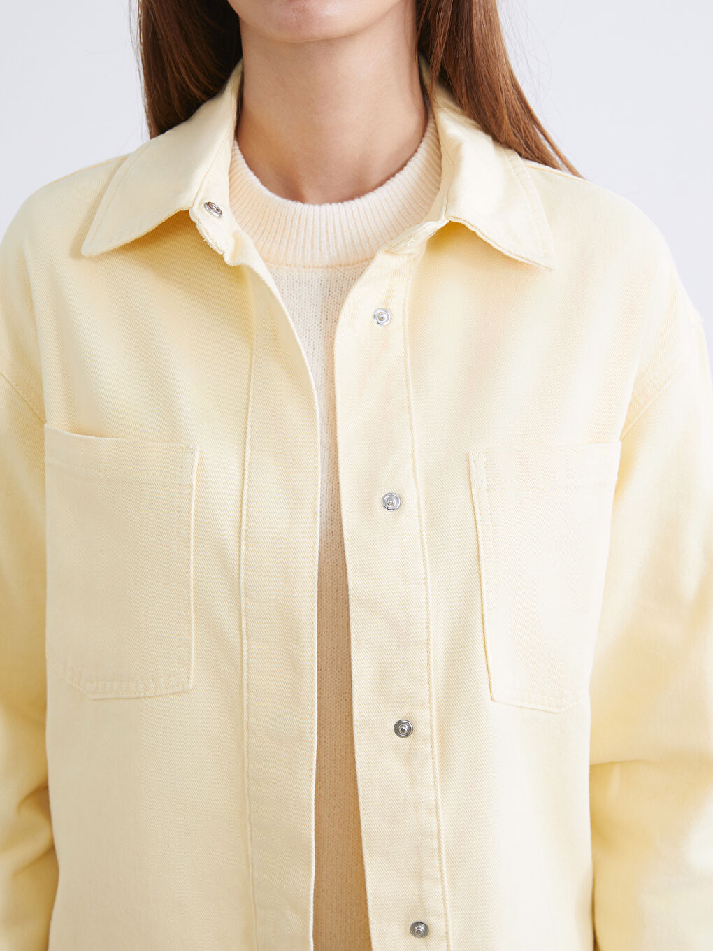 Sarı Oversize Kadın Gömlek Ceket-2