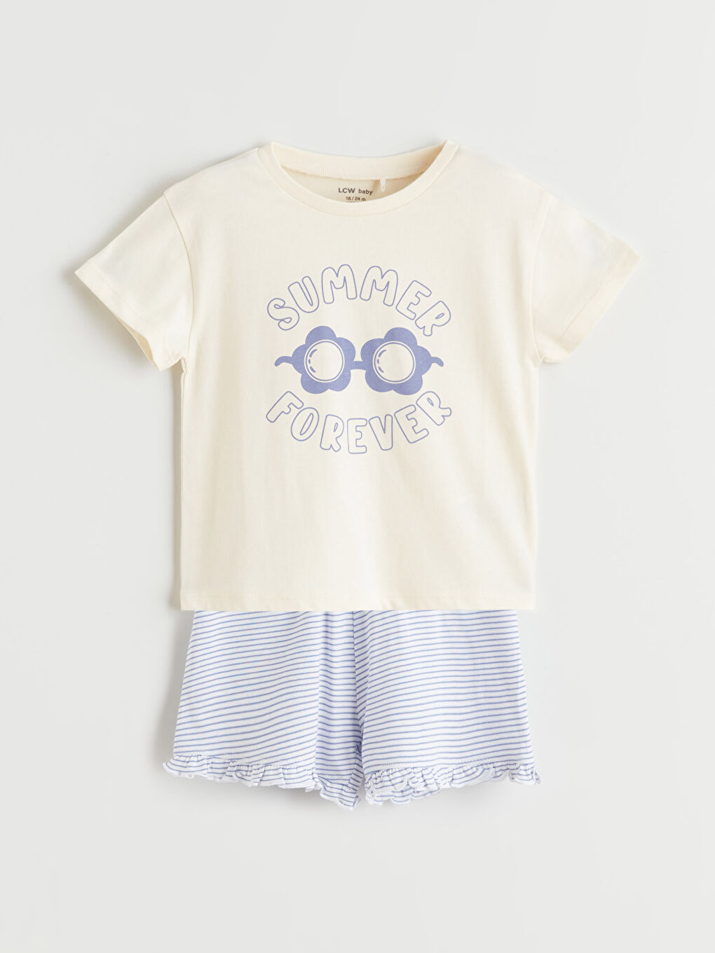 Crew Neck Baby Girls' T-Shirt and Shorts 2 Pack