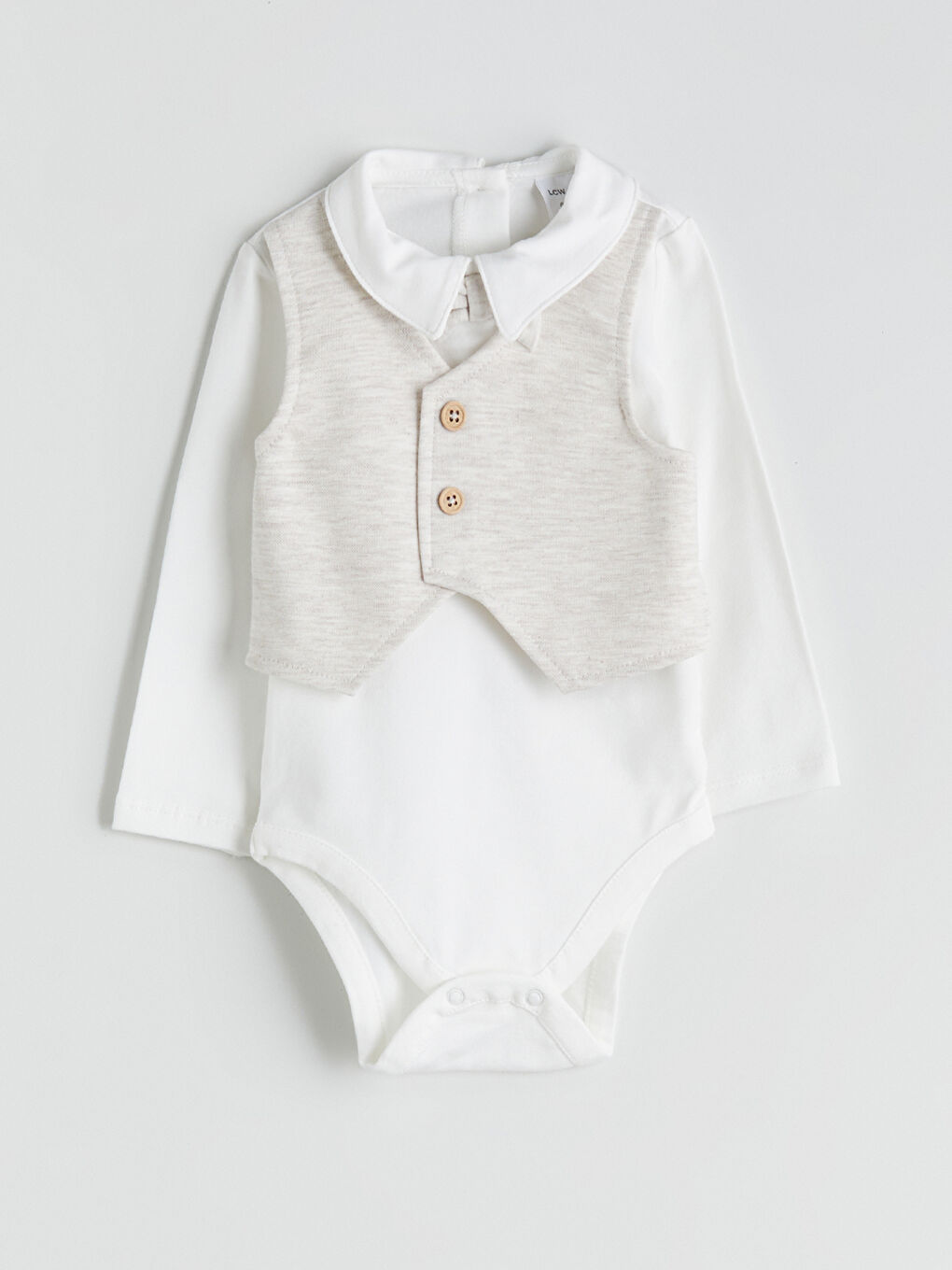 Ekru Erkek Bebek Çıtçıtlı Body ve Eşofman Alt 2'li-1