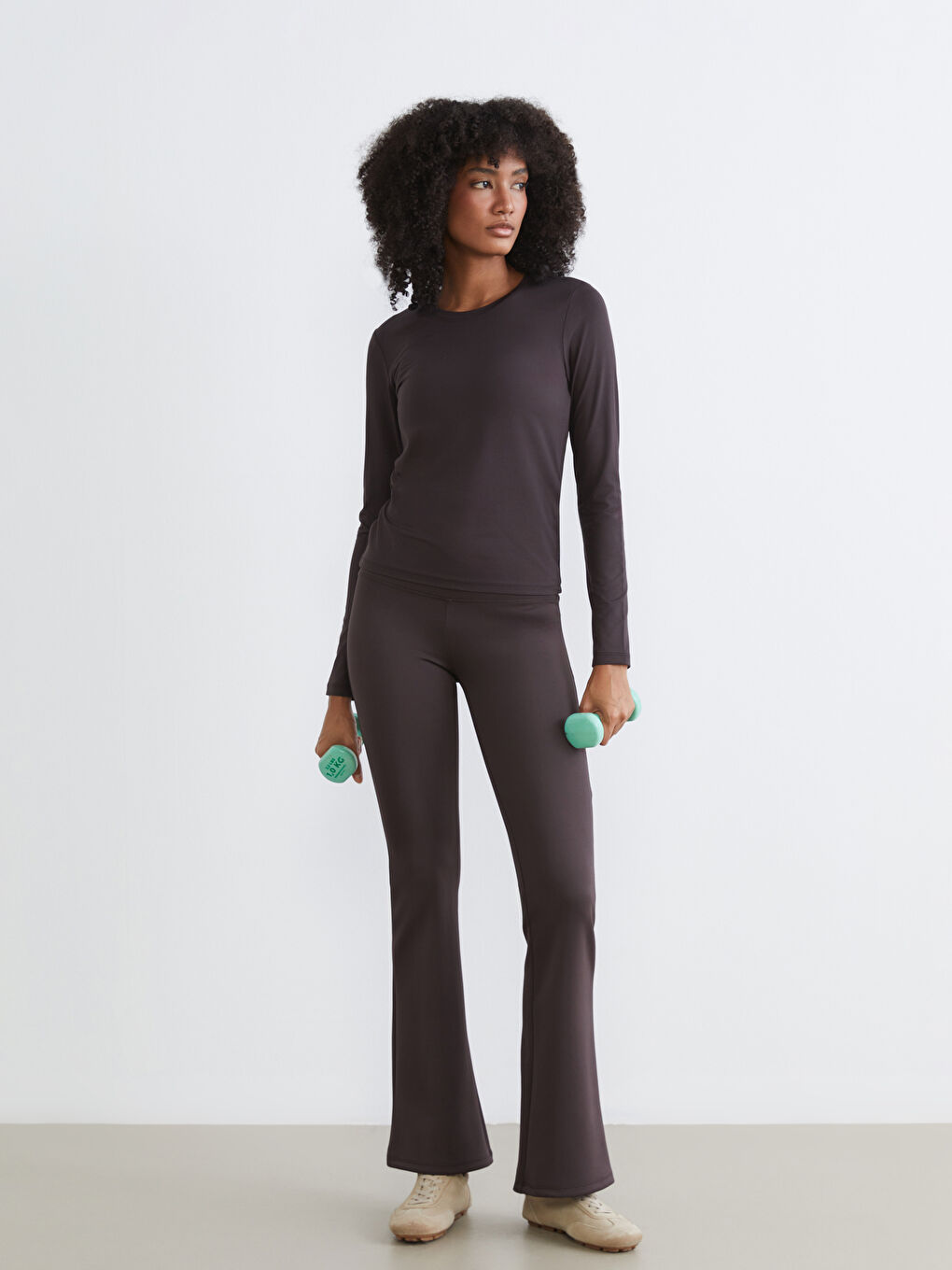 Kahverengi Bisiklet Yaka Soft Touch Kadın Body-1