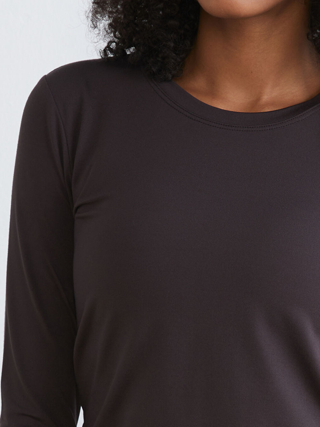 Kahverengi Bisiklet Yaka Soft Touch Kadın Body-2