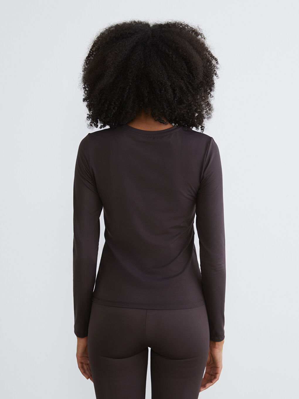 Kahverengi Bisiklet Yaka Soft Touch Kadın Body-3