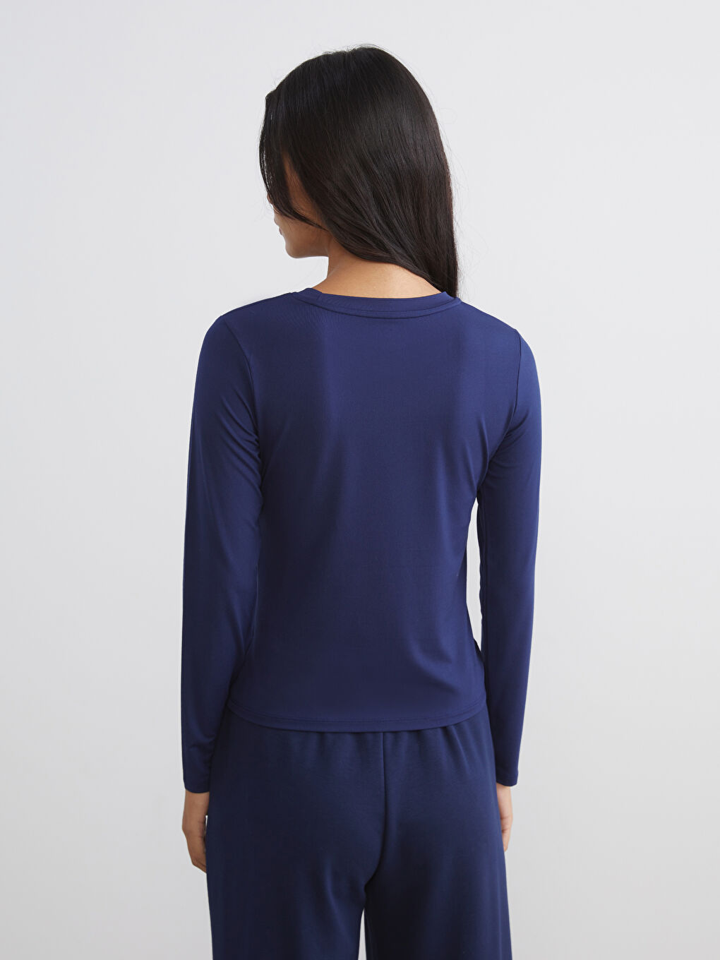 Lacivert Bisiklet Yaka Soft Touch Kadın Body-3