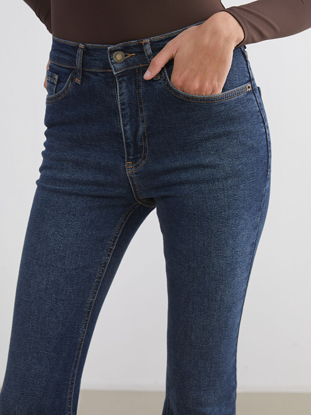 İndigo Flare Kadın Jean Pantolon-2