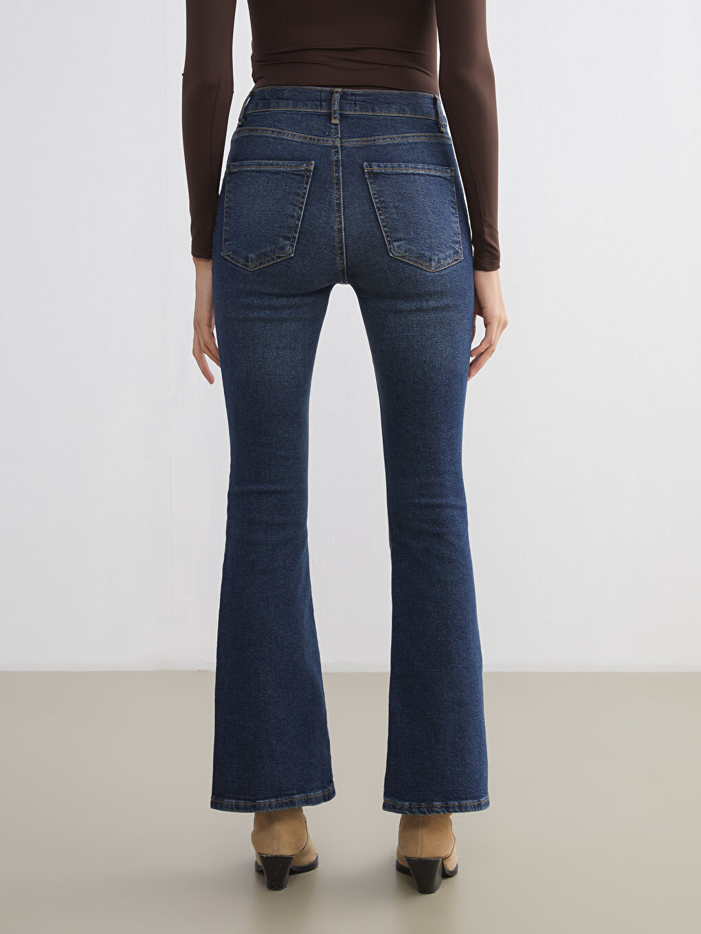 İndigo Flare Kadın Jean Pantolon-3