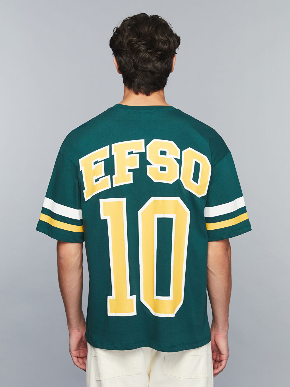 Yeşil Bisiklet Yaka Slogan Baskılı Penye Erkek Tişört-4