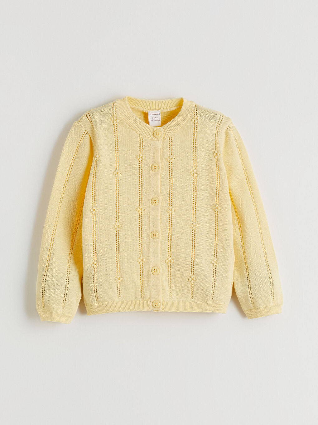 Sarı Bisiklet Yaka Kız Çocuk Triko Hırka