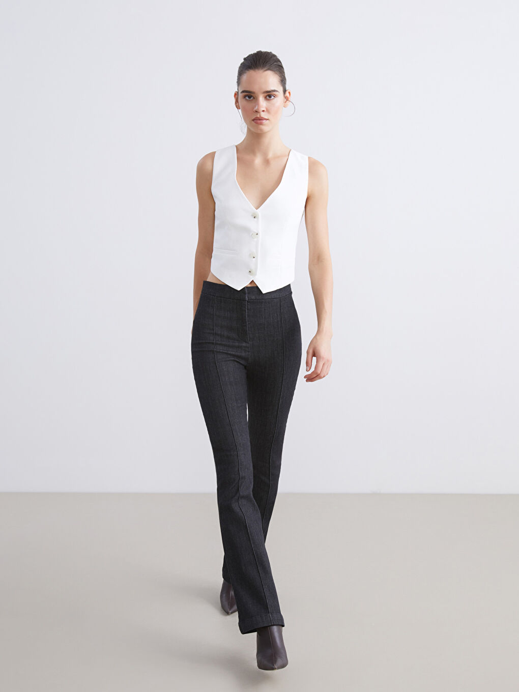 Siyah Flare Kadın Jean Pantolon